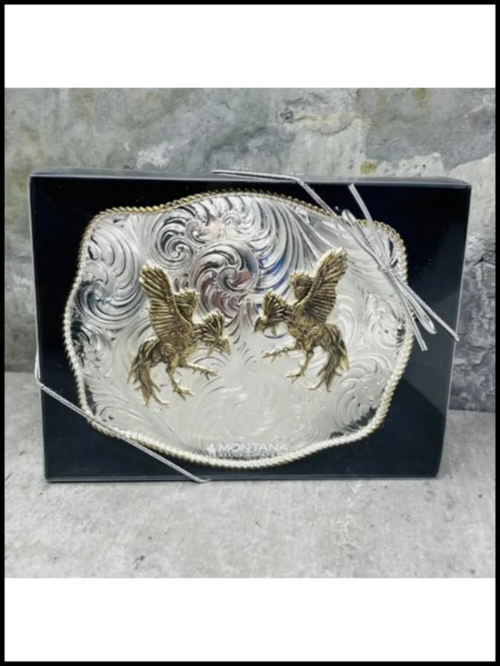 Western Belt Buckle with Montana Armor Finish, Standard 1.5 Inch Swivel